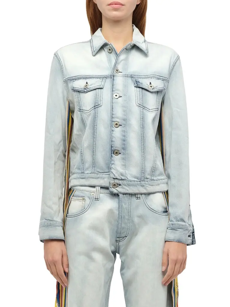 Loewe Stripe Band Denim Jacket in L Blue | Image 1 Loewe Stripe Band Denim Jacket in L Blue | Image 1