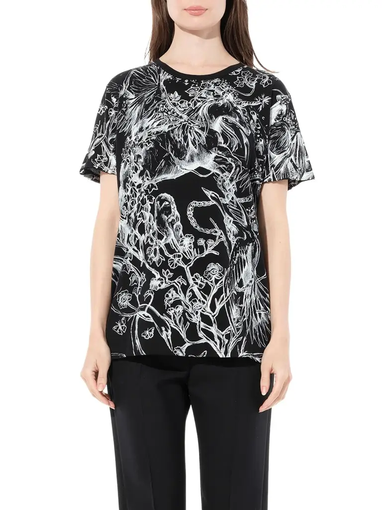 Alexander McQueen Unicorn Dreams T-shirt in Black/white Black | Image 1 Alexander McQueen Unicorn Dreams T-shirt in Black/white Black | Image 1