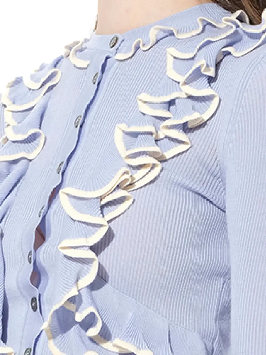 Alexander McQueen Ruffle Knit Cardigan in Light Blue | Thumbnail 2 Alexander McQueen Ruffle Knit Cardigan in Light Blue | Thumbnail 2