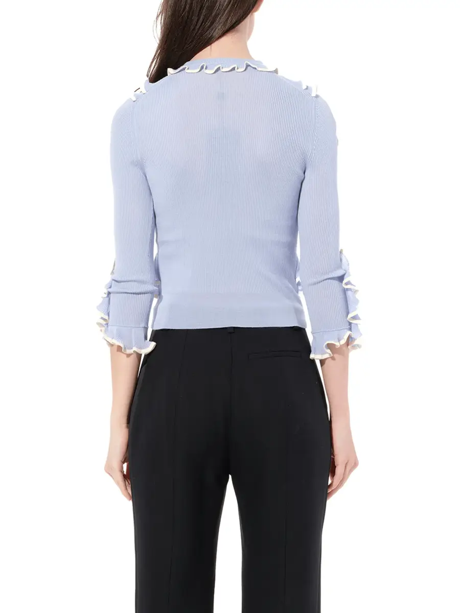 Alexander McQueen Ruffle Knit Cardigan in Light Blue | Thumbnail 6 Alexander McQueen Ruffle Knit Cardigan in Light Blue | Thumbnail 6
