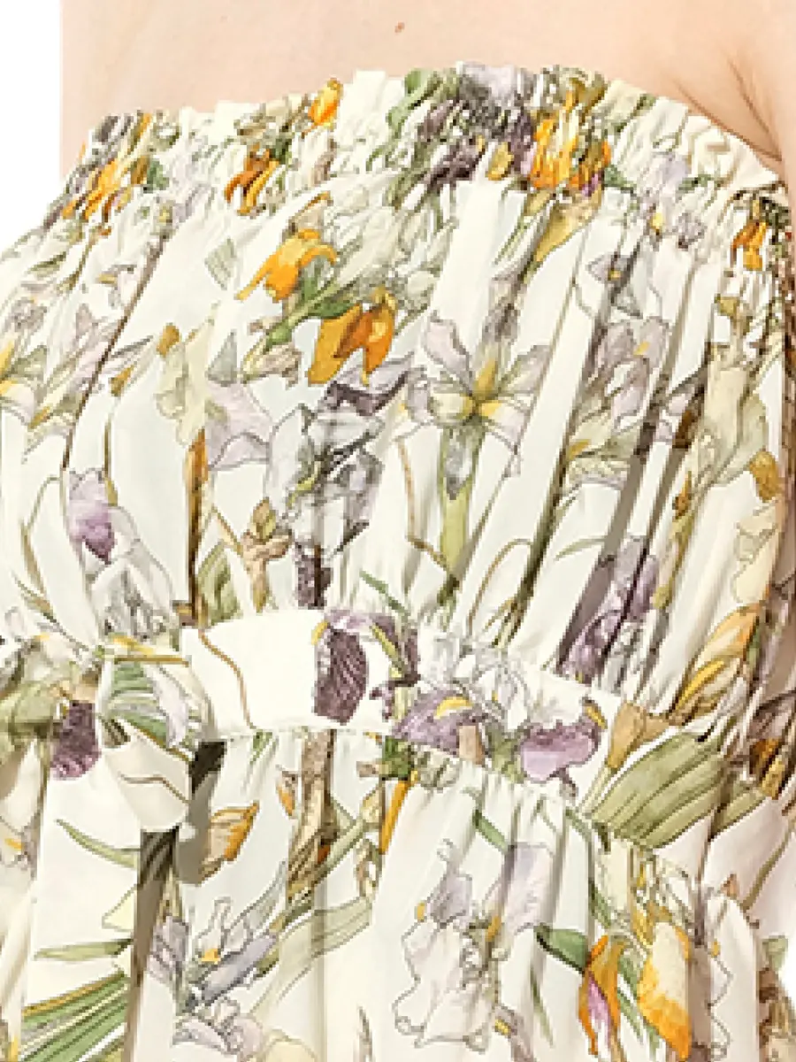 Alexander McQueen Iris Print Dress in Ivory | Thumbnail 3 Alexander McQueen Iris Print Dress in Ivory | Thumbnail 3