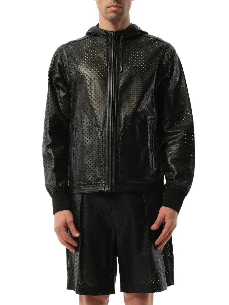 Givenchy Leather Hooded Jacket | Image 1 Givenchy Leather Hooded Jacket | Image 1