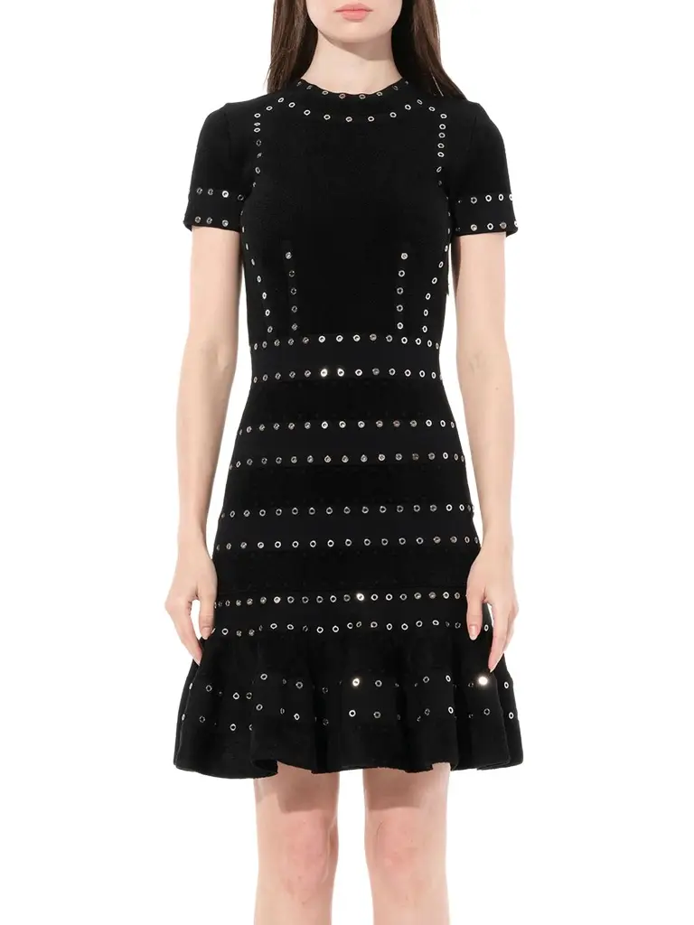 Alexander McQueen Eyelet Mini Dress | Image 1 Alexander McQueen Eyelet Mini Dress | Image 1