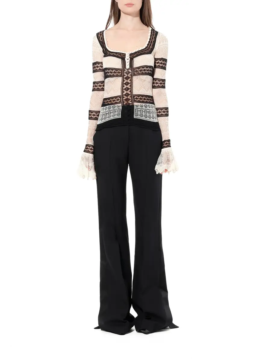Alexander McQueen Scoop Neck Long Sleeve in Multicolor | Thumbnail 4 Alexander McQueen Scoop Neck Long Sleeve in Multicolor | Thumbnail 4