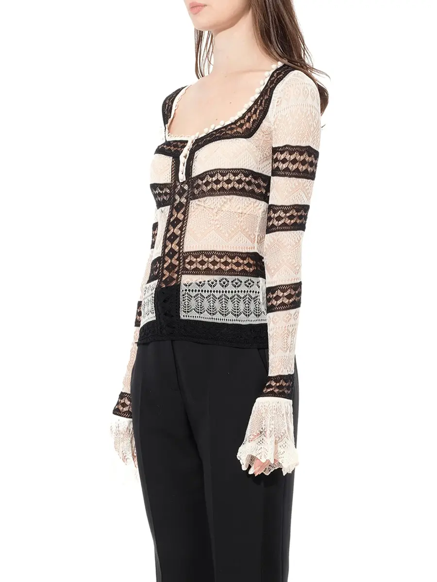 Alexander McQueen Scoop Neck Long Sleeve in Multicolor | Thumbnail 5 Alexander McQueen Scoop Neck Long Sleeve in Multicolor | Thumbnail 5