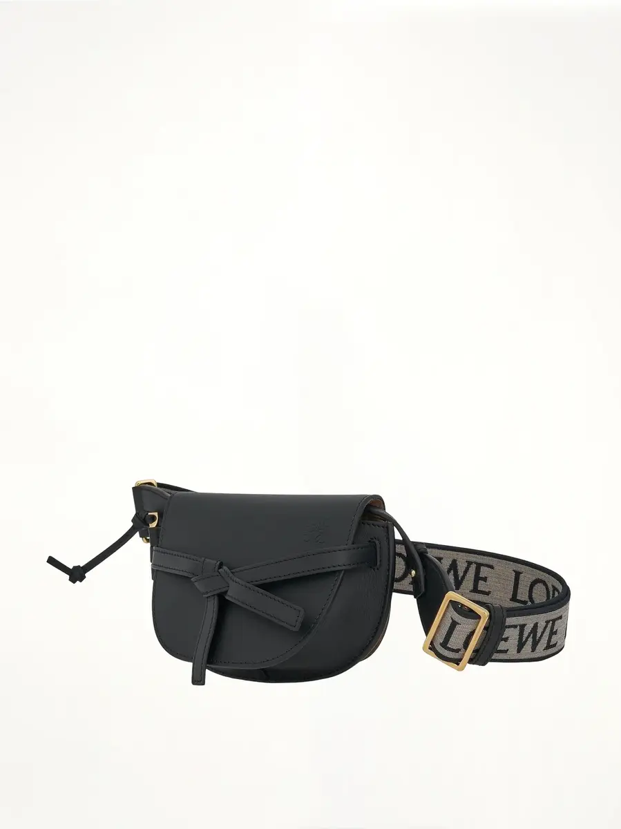 Loewe Mini Gate Dual Bag in Soft Calfskin And Jacquard Strap Black | Thumbnail 3 Loewe Mini Gate Dual Bag in Soft Calfskin And Jacquard Strap Black | Thumbnail 3