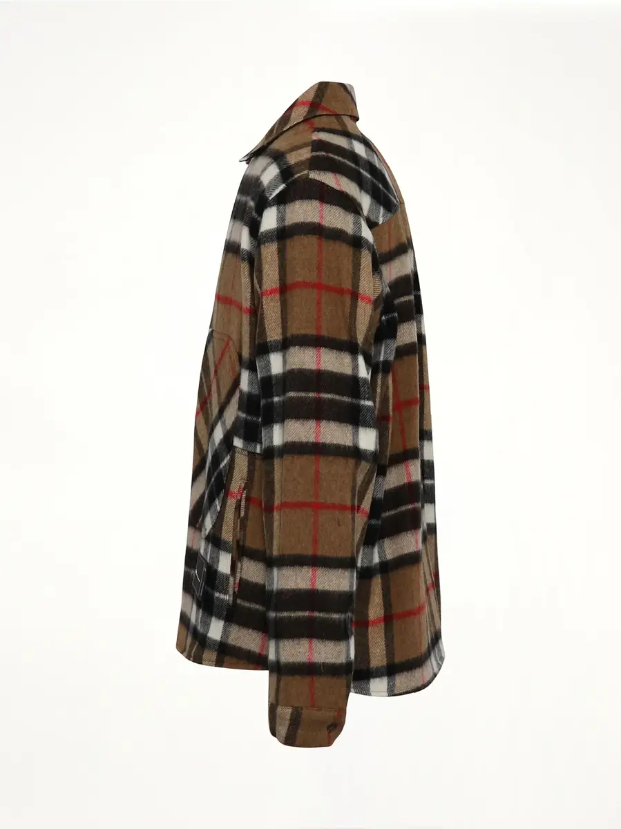 We11Done Check Anorak Wool Shirt in Camel | Thumbnail 2