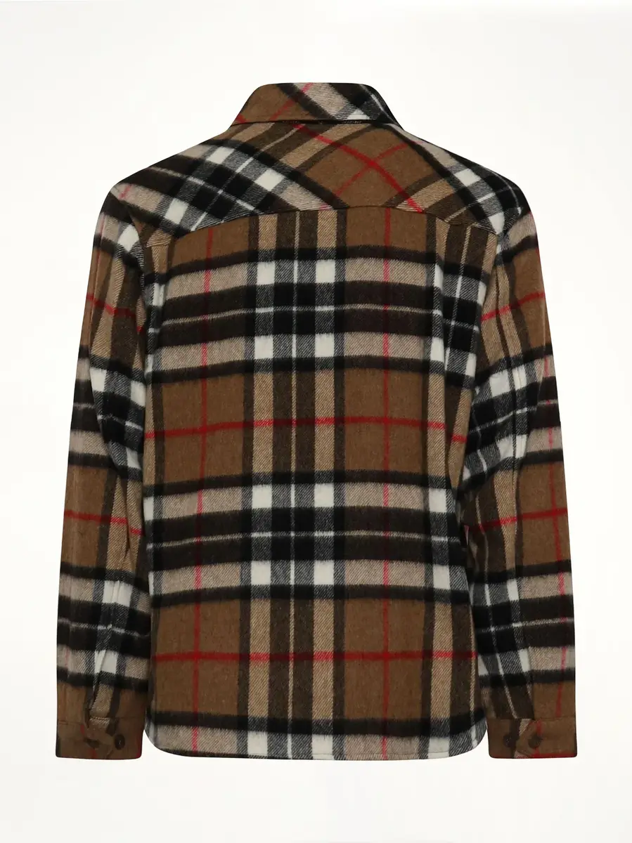 We11Done Check Anorak Wool Shirt in Camel | Thumbnail 4