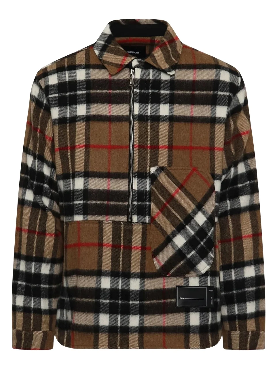 We11Done Check Anorak Wool Shirt in Camel