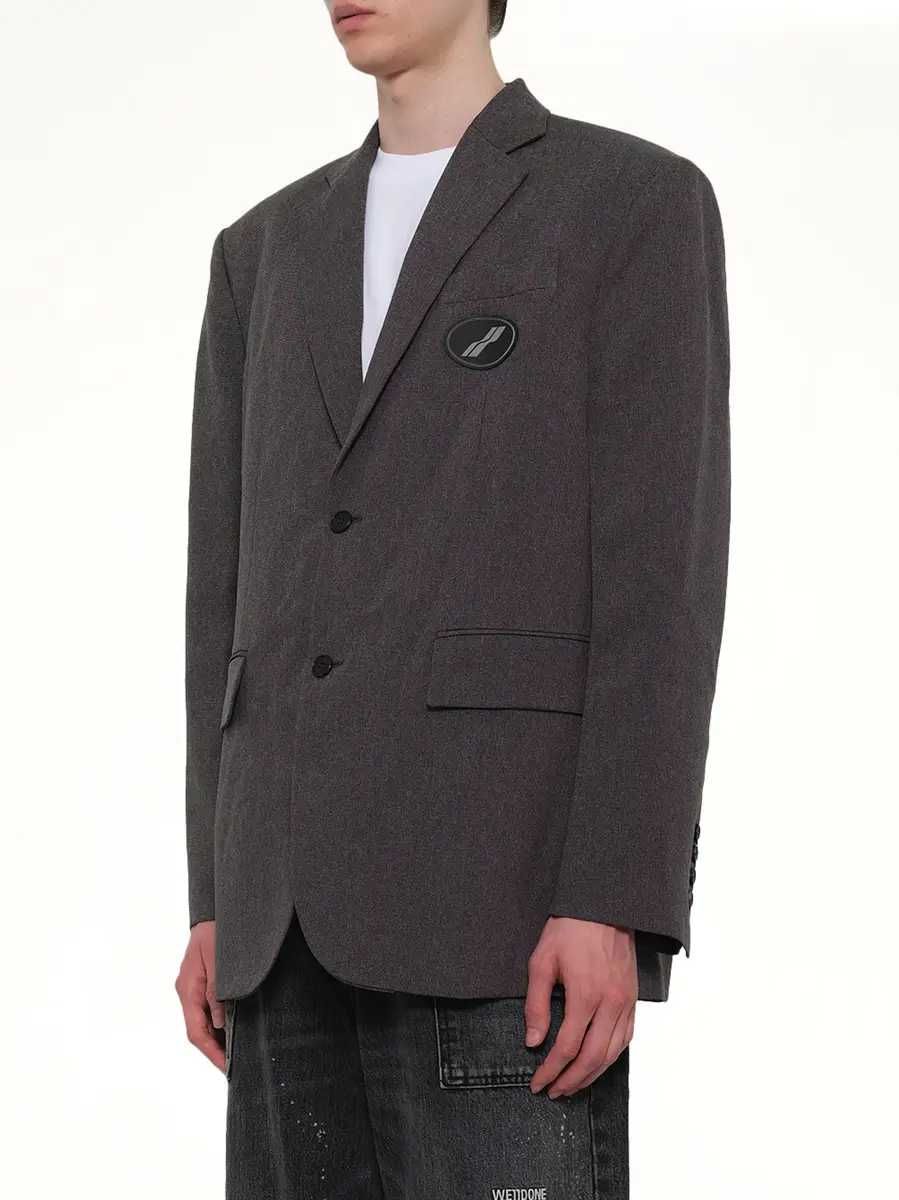 We11Done Oversized Suit Logo Blazer in Charcoal | Thumbnail 2