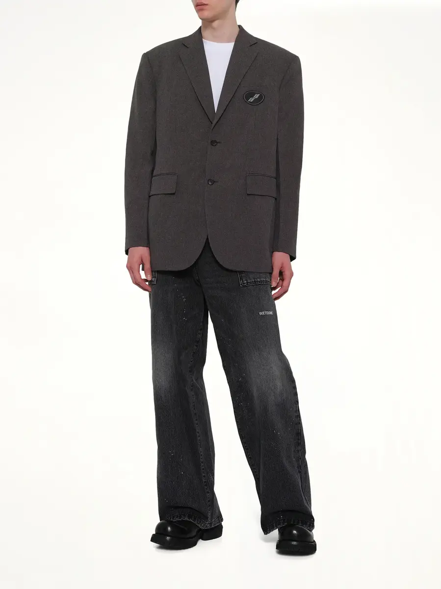 We11Done Oversized Suit Logo Blazer in Charcoal | Thumbnail 4