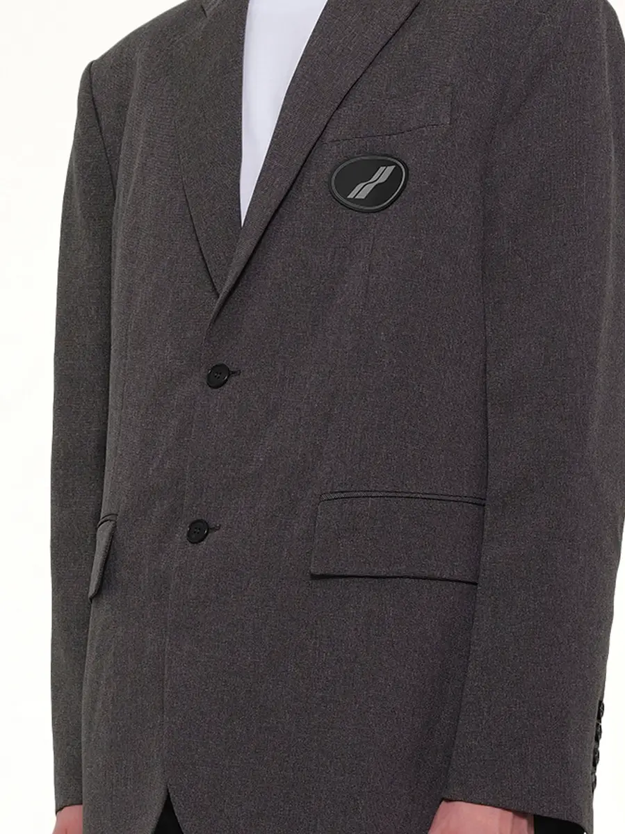 We11Done Oversized Suit Logo Blazer in Charcoal | Thumbnail 6