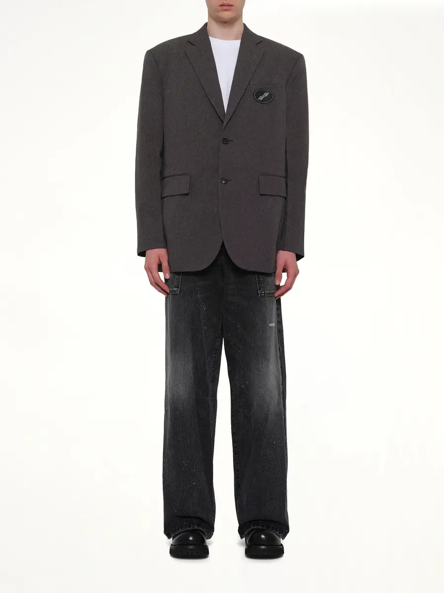 We11Done Oversized Suit Logo Blazer in Charcoal | Thumbnail 7