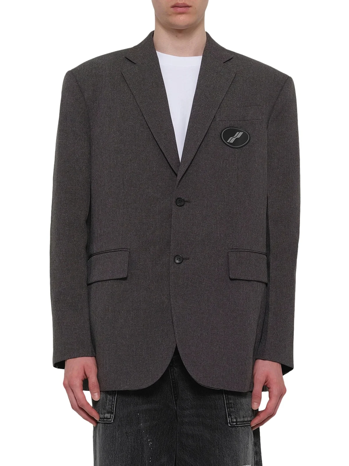 We11Done Oversized Suit Logo Blazer in Charcoal
