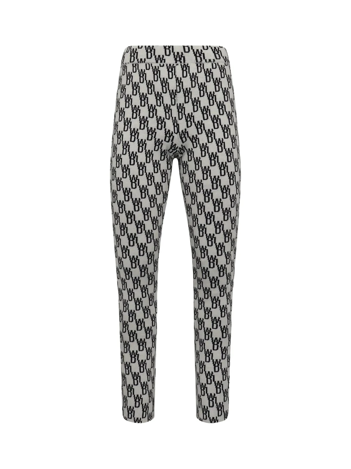 We11Done Fitted Knit Side Open Jacquard Trouser in Ivory