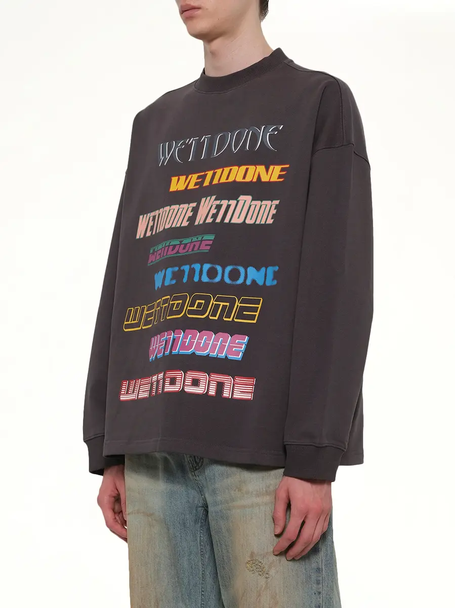 We11Done Front Logo Sweatshirt in Charcoal | Thumbnail 2