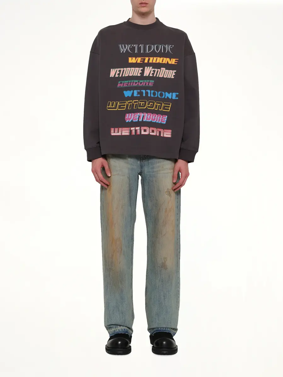 We11Done Front Logo Sweatshirt in Charcoal | Thumbnail 7