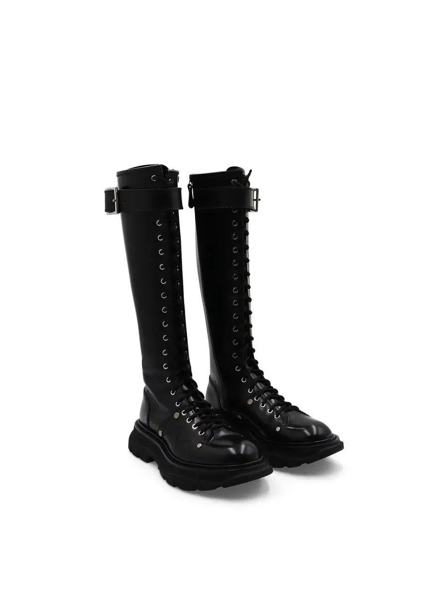 Alexander McQueen Tread Knee High Lace Up Boots | Thumbnail 3 Alexander McQueen Tread Knee High Lace Up Boots | Thumbnail 3