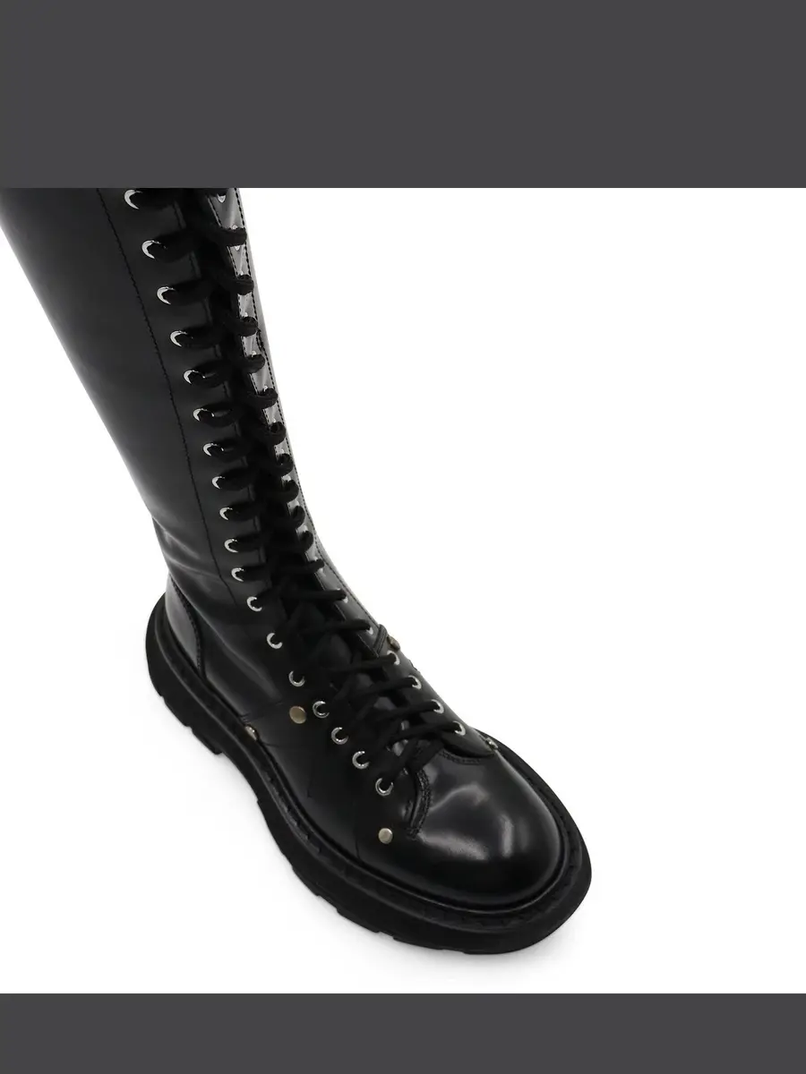 Alexander McQueen Tread Knee High Lace Up Boots | Thumbnail 4 Alexander McQueen Tread Knee High Lace Up Boots | Thumbnail 4