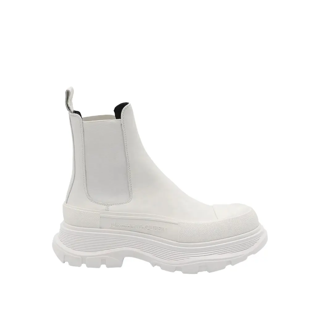 Alexander McQueen Tread Slick Chelsea Boots in White White/silver | Image 1 Alexander McQueen Tread Slick Chelsea Boots in White White/silver | Image 1