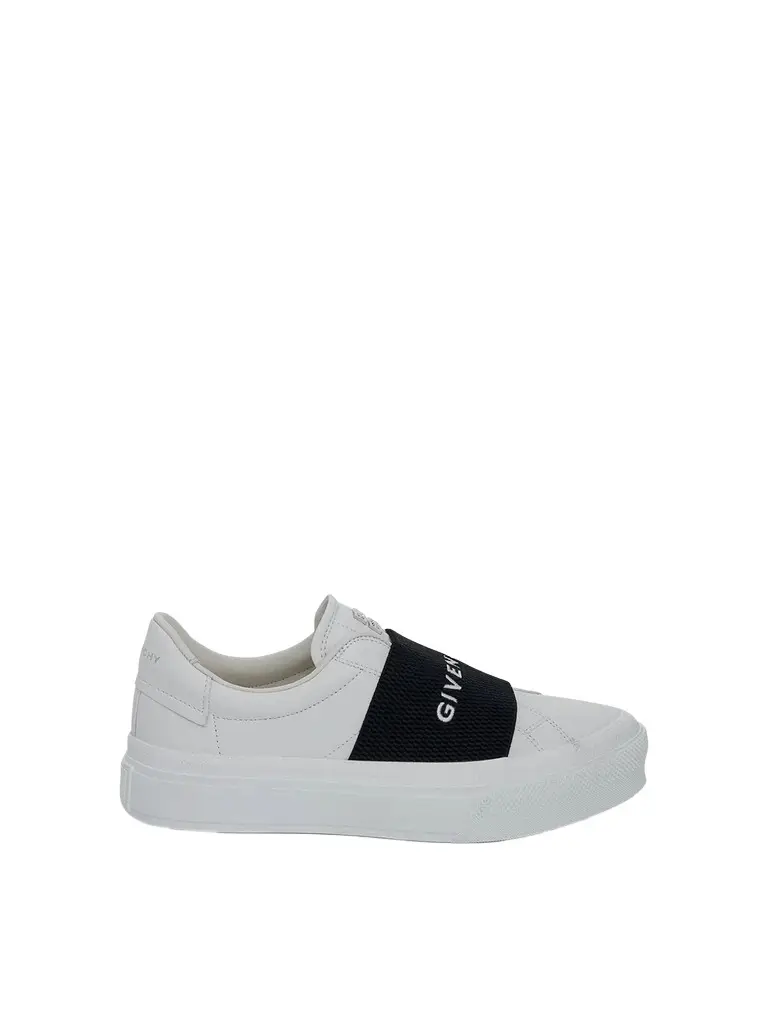Givenchy City Court Elastic Band Sneakers in White/black