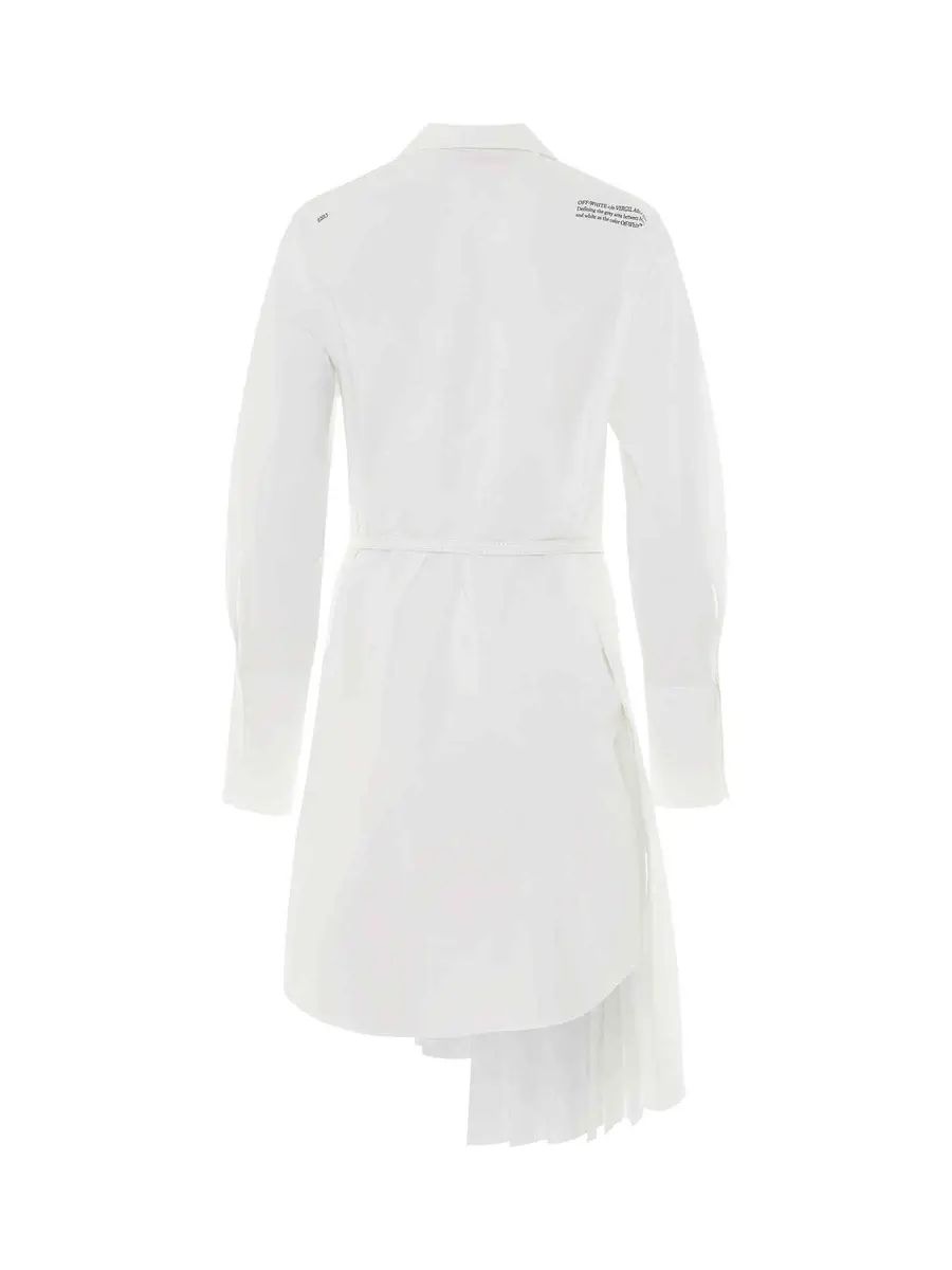 Off-White Corporate Plisse Shirt Dress in White/black | Thumbnail 4
