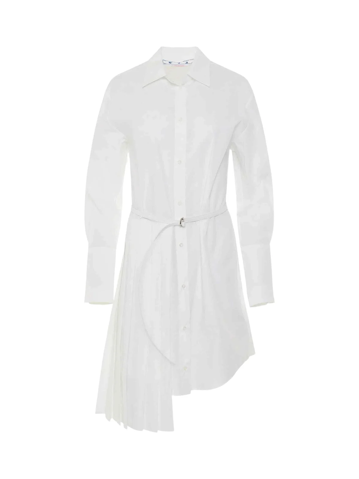 Off-White Corporate Plisse Shirt Dress in White/black