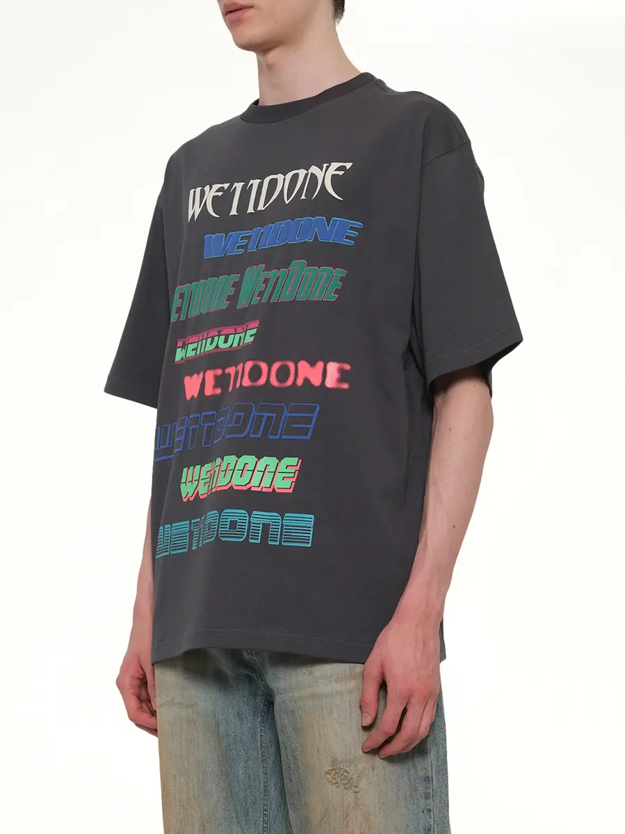 We11Done Multi Logo T-shirt in Charcoal | Thumbnail 2 We11Done Multi Logo T-shirt in Charcoal | Thumbnail 2