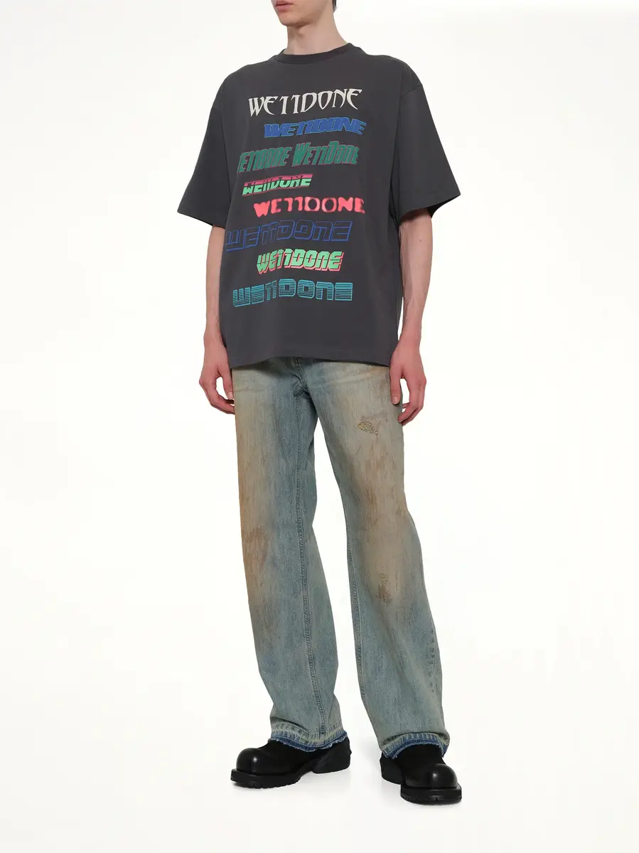 We11Done Multi Logo T-shirt in Charcoal | Thumbnail 4 We11Done Multi Logo T-shirt in Charcoal | Thumbnail 4