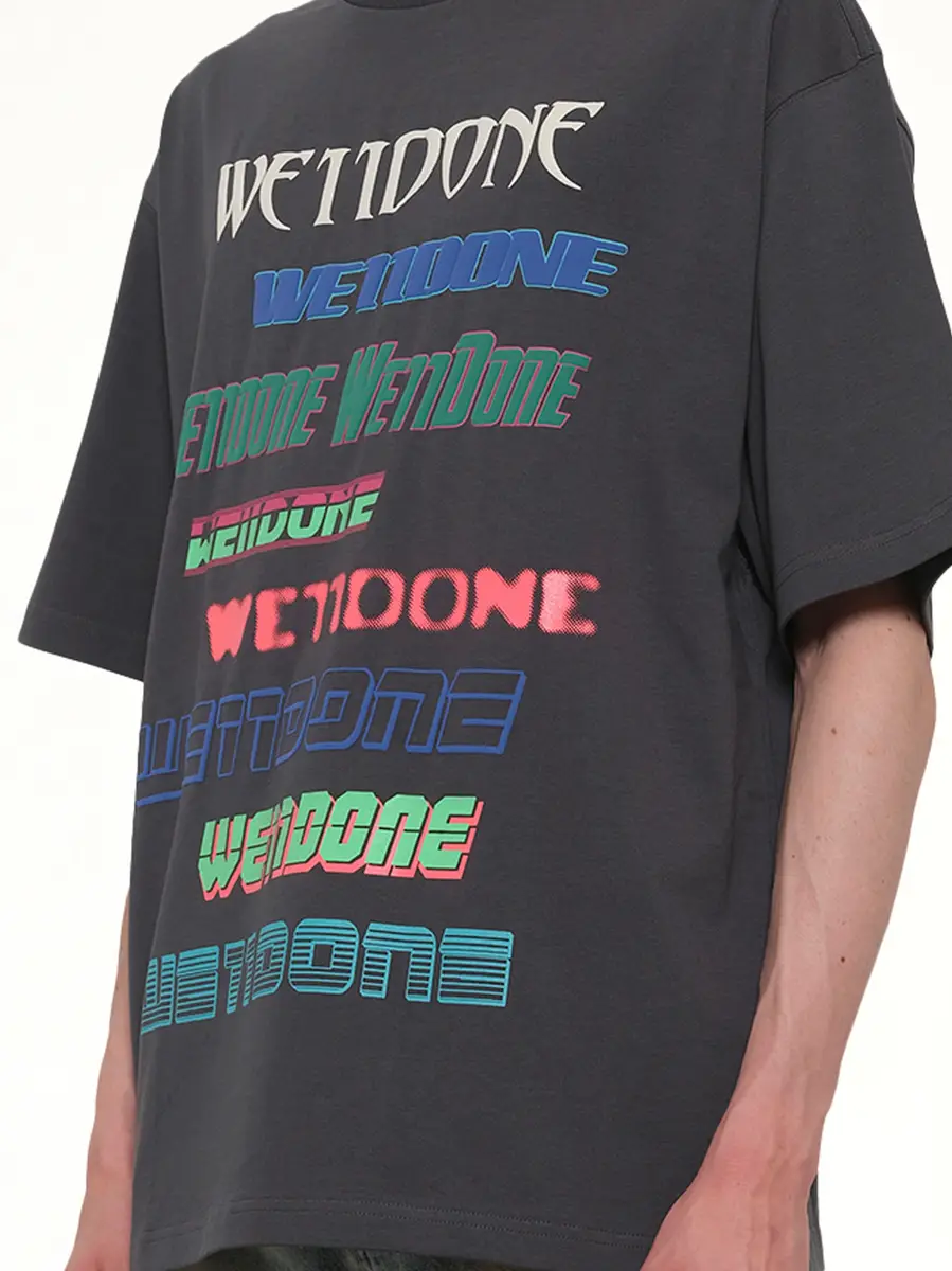 We11Done Multi Logo T-shirt in Charcoal | Thumbnail 6 We11Done Multi Logo T-shirt in Charcoal | Thumbnail 6