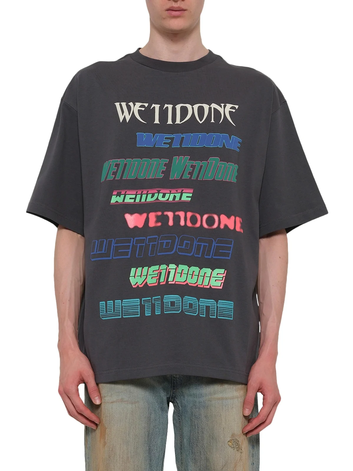 We11Done Multi Logo T-shirt in Charcoal