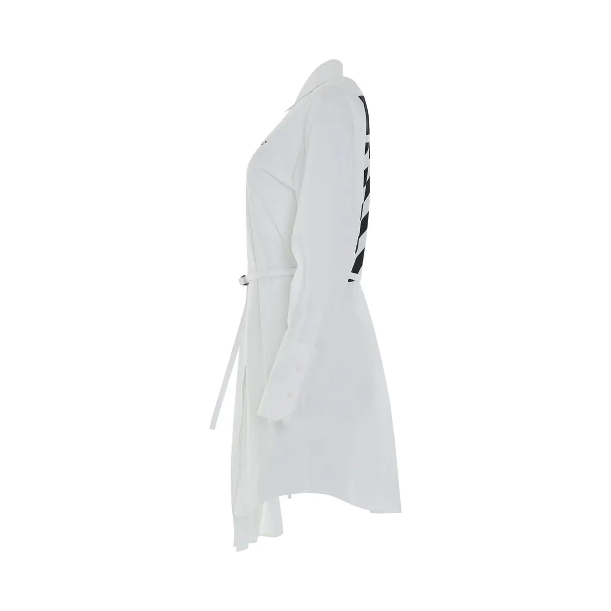 Off-White Diagonal Plisse Shirt Dress in White/black | Thumbnail 2