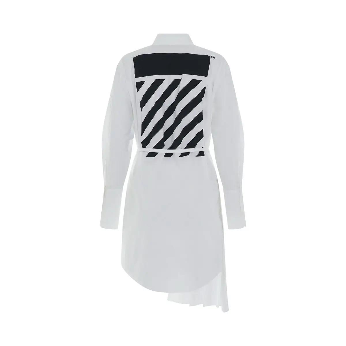 Off-White Diagonal Plisse Shirt Dress in White/black | Thumbnail 4