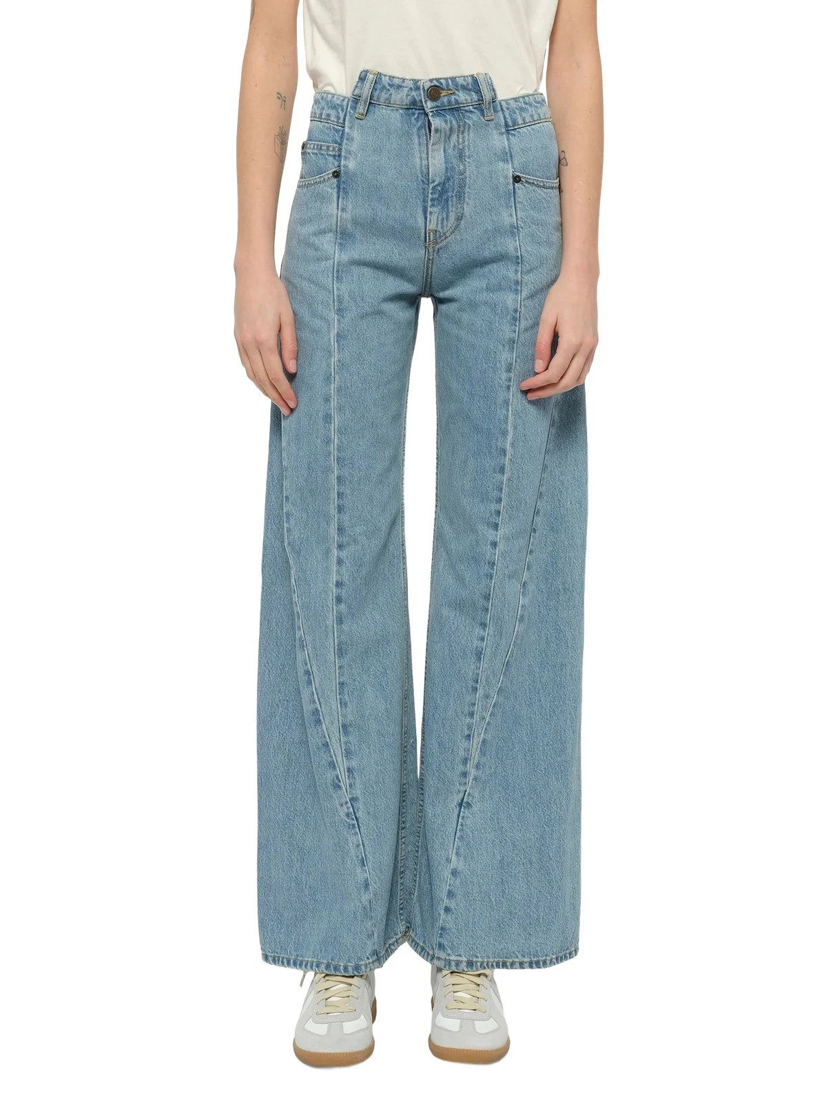 Maison Margiela Cut Out Waistband Relaxed Fit Denim Jeans