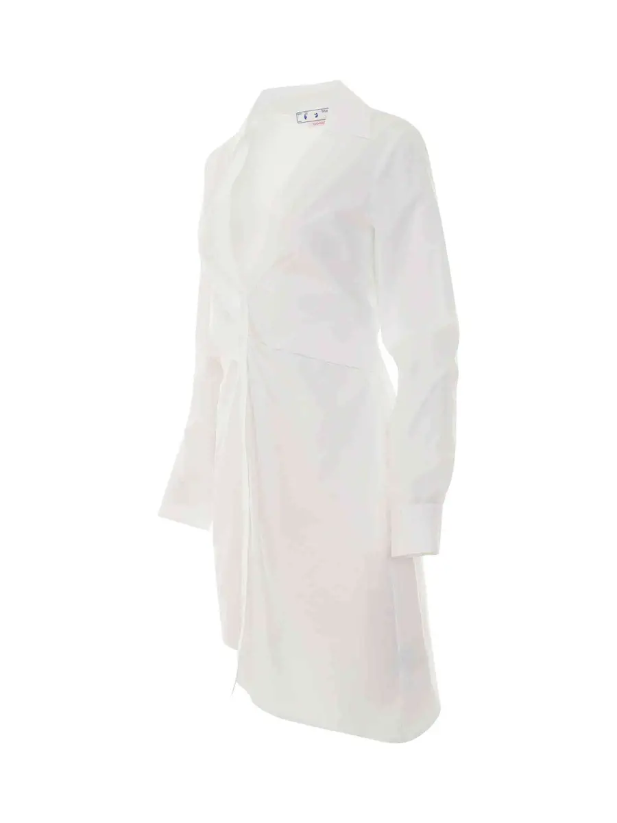 Off-White Popeline Draped Shirt Dress | Thumbnail 3 Off-White Popeline Draped Shirt Dress | Thumbnail 3