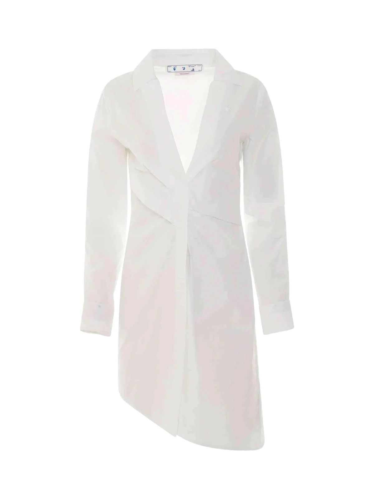 Off-White Popeline Draped Shirt Dress