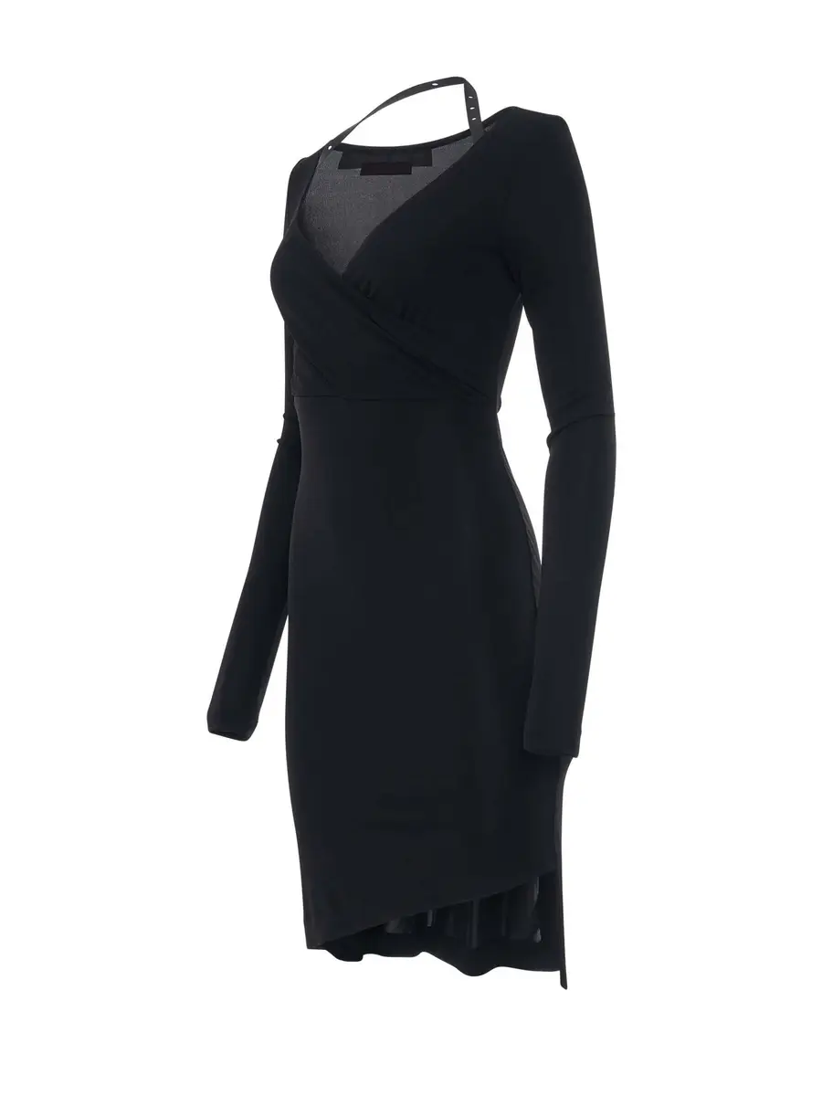 Off-White Fluid Jersey Twisted Long Sleeve Dress | Thumbnail 3