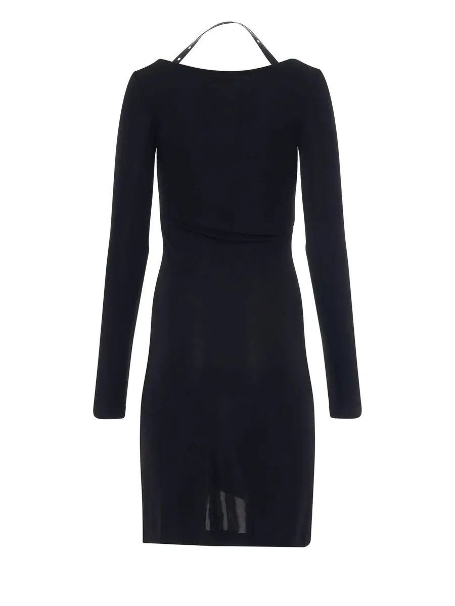 Off-White Fluid Jersey Twisted Long Sleeve Dress | Thumbnail 4