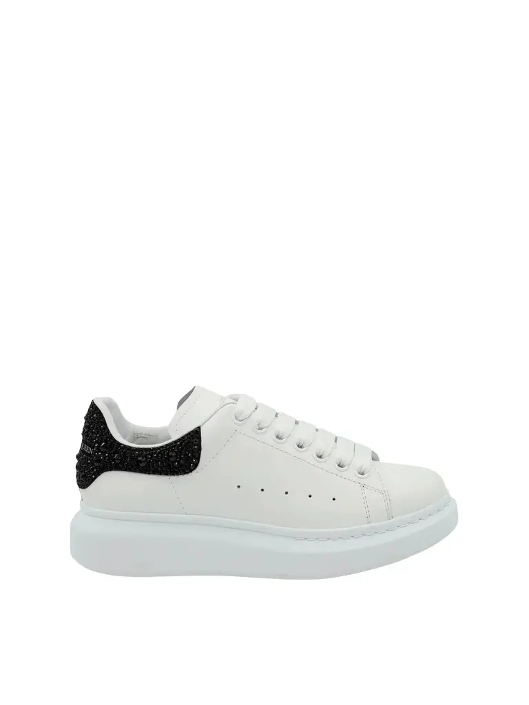 Alexander McQueen Larry Oversized Heel Sneaker in White/black Crystal | Image 1 Alexander McQueen Larry Oversized Heel Sneaker in White/black Crystal | Image 1
