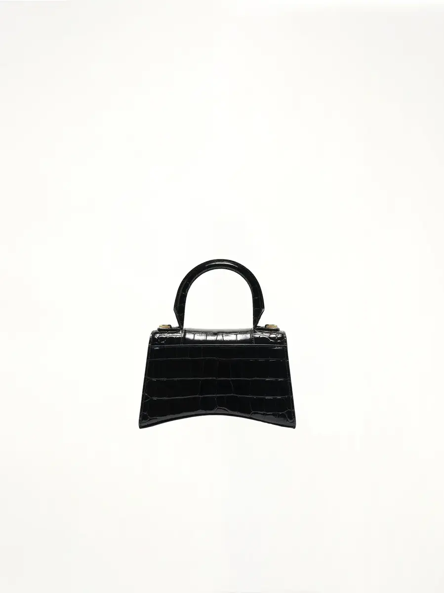 Balenciaga Hourglass XS Croco Embossed Bag in Black With Gold Plaque | Thumbnail 2 Balenciaga Hourglass XS Croco Embossed Bag in Black With Gold Plaque | Thumbnail 2