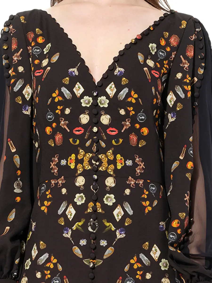 Alexander McQueen Long Sleeve Silk Dress | Thumbnail 3 Alexander McQueen Long Sleeve Silk Dress | Thumbnail 3