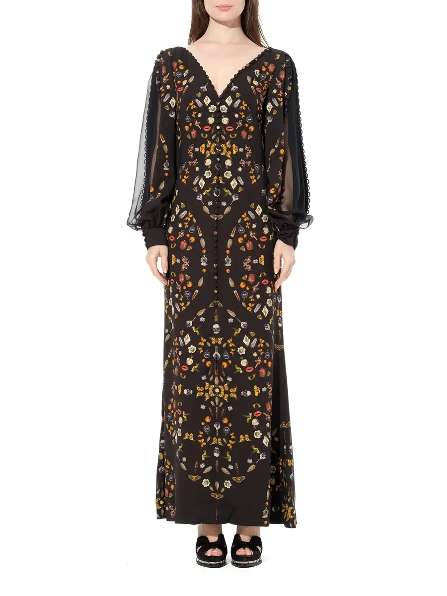 Alexander McQueen Long Sleeve Silk Dress | Thumbnail 4 Alexander McQueen Long Sleeve Silk Dress | Thumbnail 4