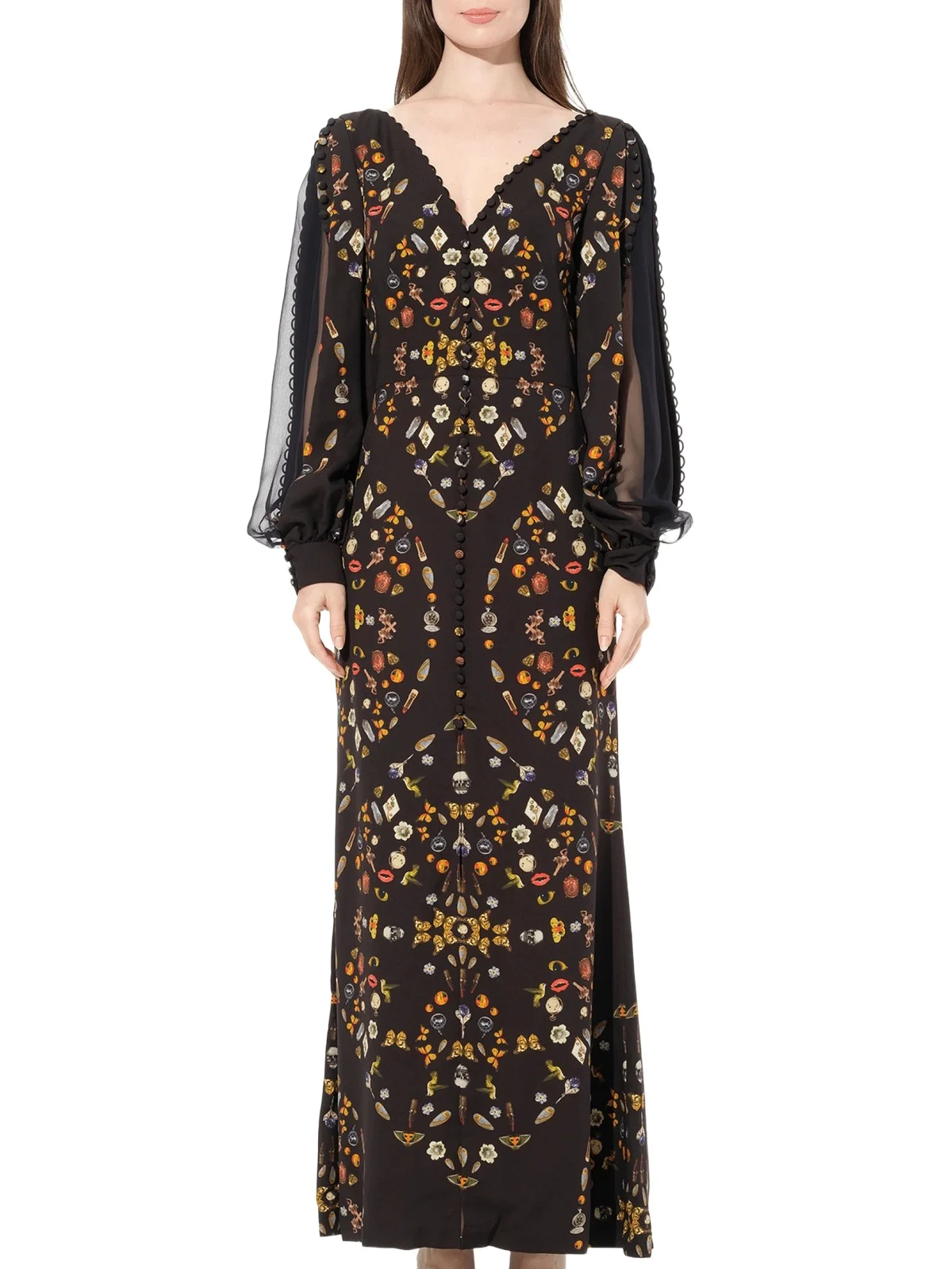 Long Sleeve Silk Dress
