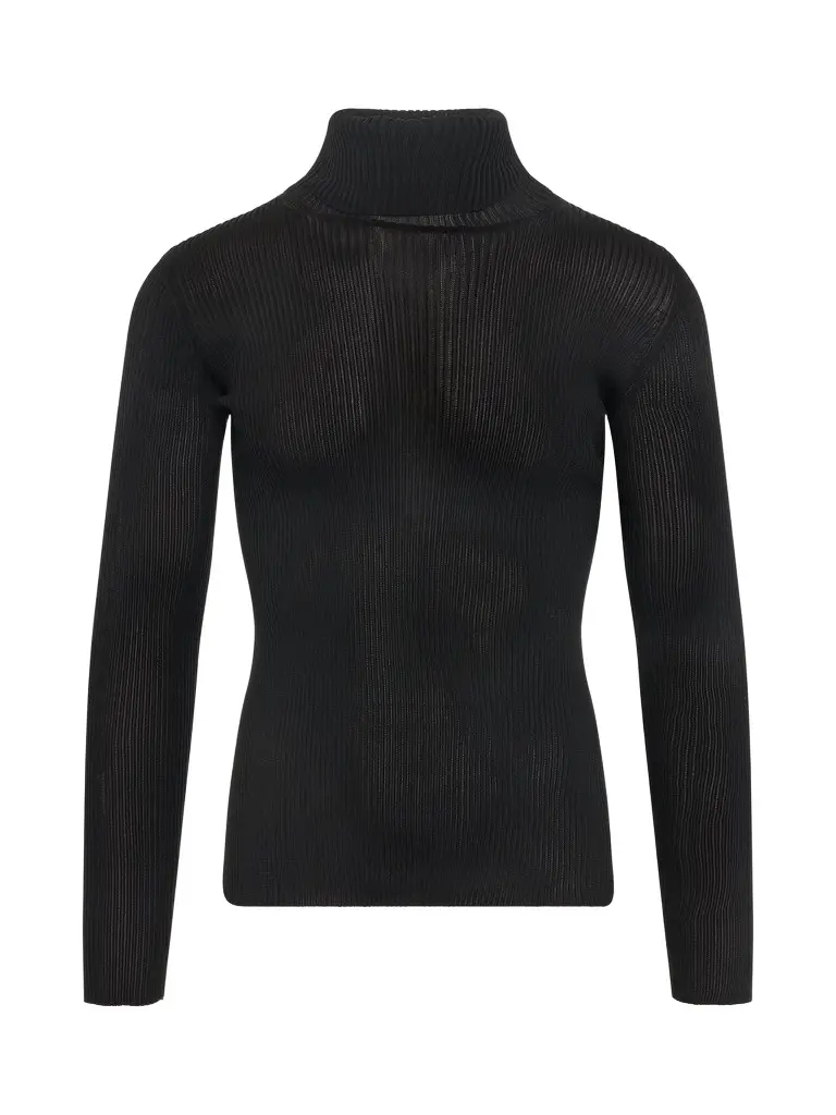 Off-White Helvetica Fine Knit Rib Turtleneck | Image 1 Off-White Helvetica Fine Knit Rib Turtleneck | Image 1