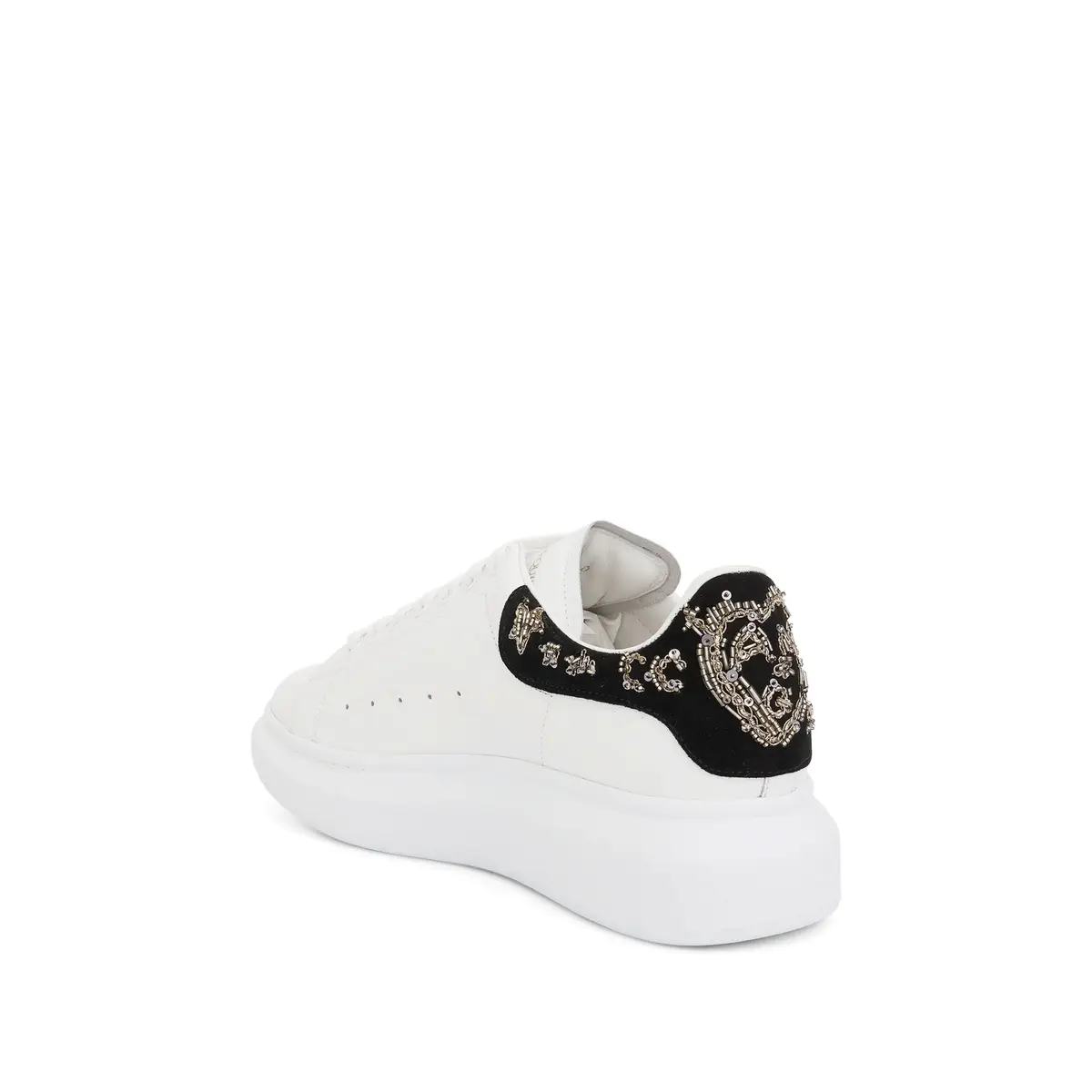 Alexander McQueen Larry Oversized Sneakers With Embroidery in White/black White/black/silver | Thumbnail 2 Alexander McQueen Larry Oversized Sneakers With Embroidery in White/black White/black/silver | Thumbnail 2