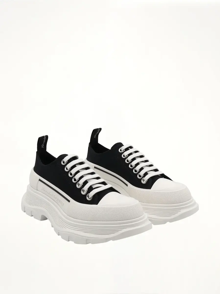Alexander McQueen Tread Slick Canvas Lace-up Shoes in Black/white | Thumbnail 3