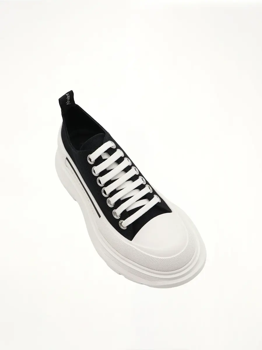 Alexander McQueen Tread Slick Canvas Lace-up Shoes in Black/white | Thumbnail 4
