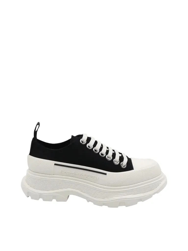 Alexander McQueen Tread Slick Canvas Lace-up Shoes in Black/white | Image 1 Alexander McQueen Tread Slick Canvas Lace-up Shoes in Black/white | Image 1