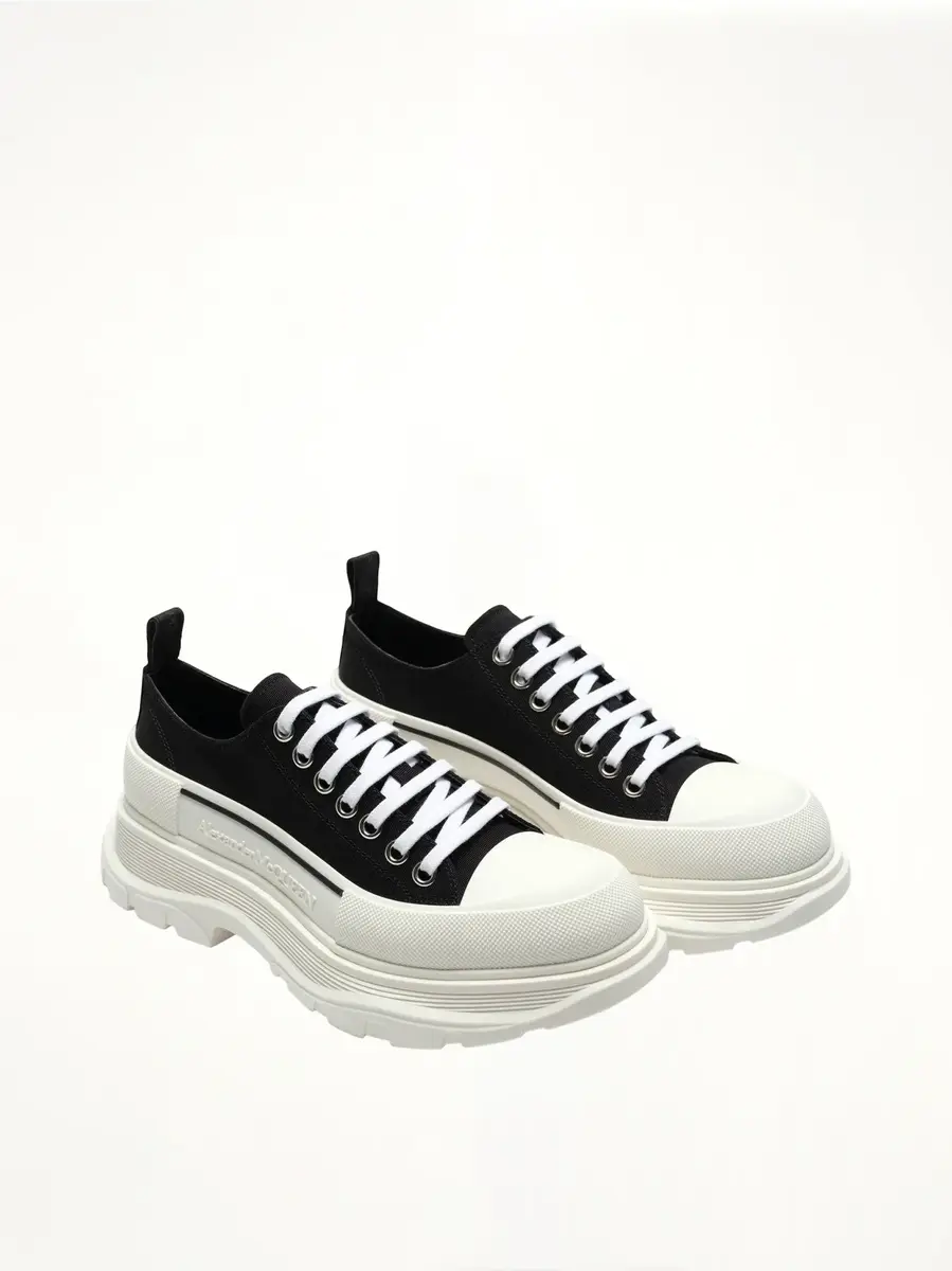 Alexander McQueen Tread Slick Canvas Lace-up Shoes in Black/white | Thumbnail 3 Alexander McQueen Tread Slick Canvas Lace-up Shoes in Black/white | Thumbnail 3