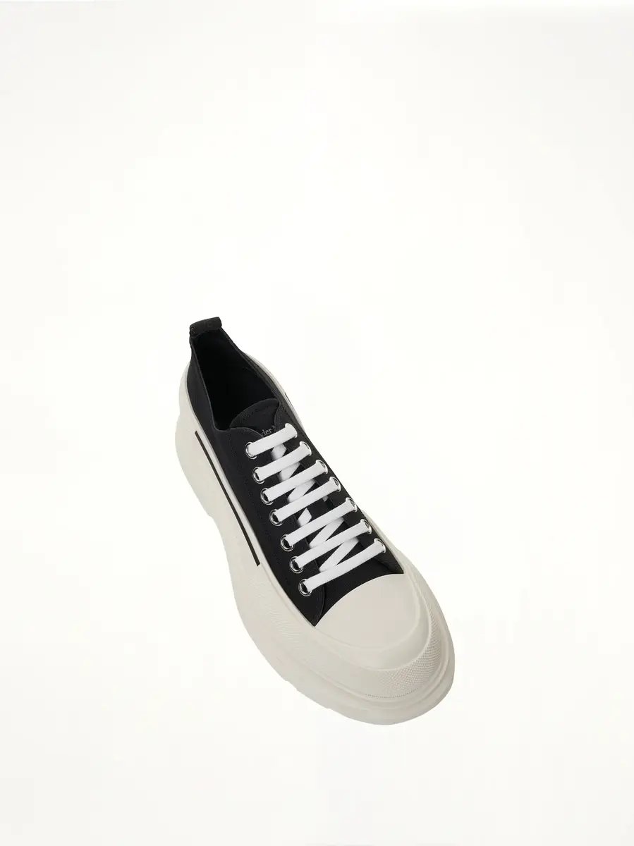 Alexander McQueen Tread Slick Canvas Lace-up Shoes in Black/white | Thumbnail 4 Alexander McQueen Tread Slick Canvas Lace-up Shoes in Black/white | Thumbnail 4